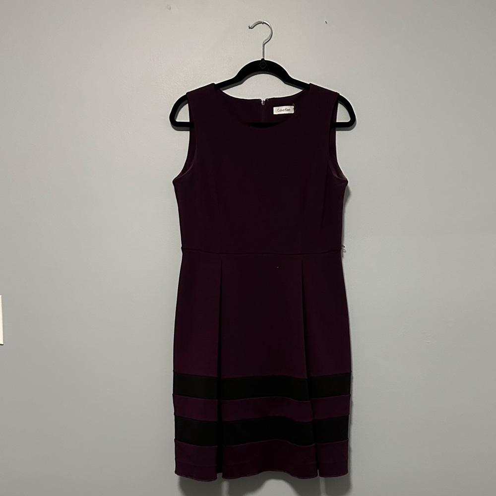 Calvin Klein Purple and Black Midi Dress